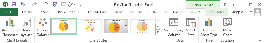 Create Outstanding Pie Charts in Excel - Design Tab