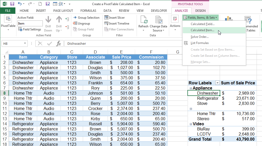 Create a PivotTable Calculated Item in Excel - image 1