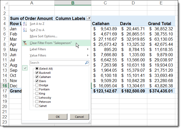 How to Use Slicers in Excel - Clear Filter