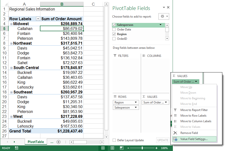 Pivot Table Percentage Of Total