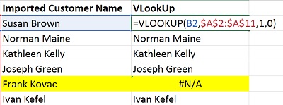 Compare Columns in Excel VLookUp