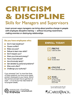 Training image for Criticism & Discipline Skills for Managers and Supervisors                 