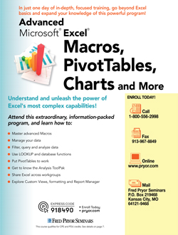 Training image for Advanced Microsoft® Excel®-Macros, PivotTables, Charts and More            